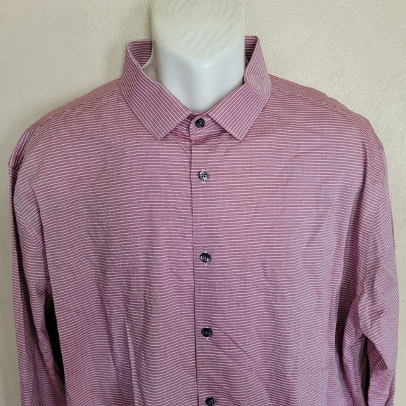 J.Ferrar Red Stripe Super Slim Mechanical Stretch Button Down Shirt Size Men XXL - Picture 2 of 8